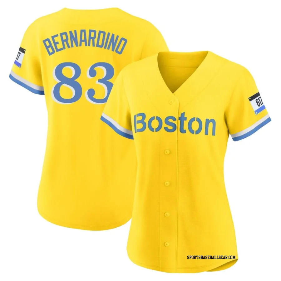 Brennan Bernardino Women's Boston Red Sox Gold/Light Authentic Blue 2021 City Connect Player Jersey