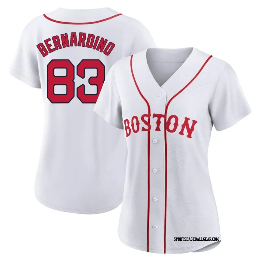 Brennan Bernardino Women's Boston Red Sox White Authentic 2021 Patriots' Day Jersey