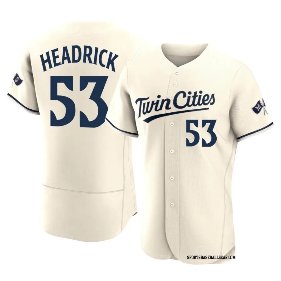 Brent Headrick Men's Minnesota Twins Cream Authentic Alternate 2023 Jersey