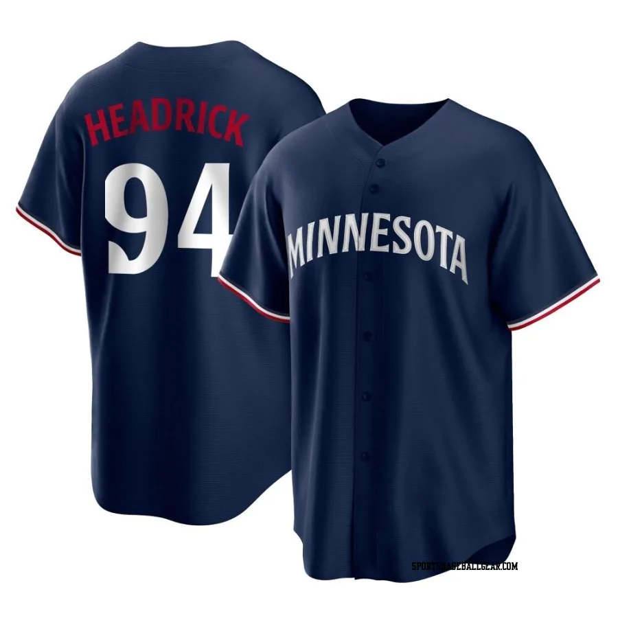 Brent Headrick Men's Minnesota Twins Navy Replica Alternate Jersey