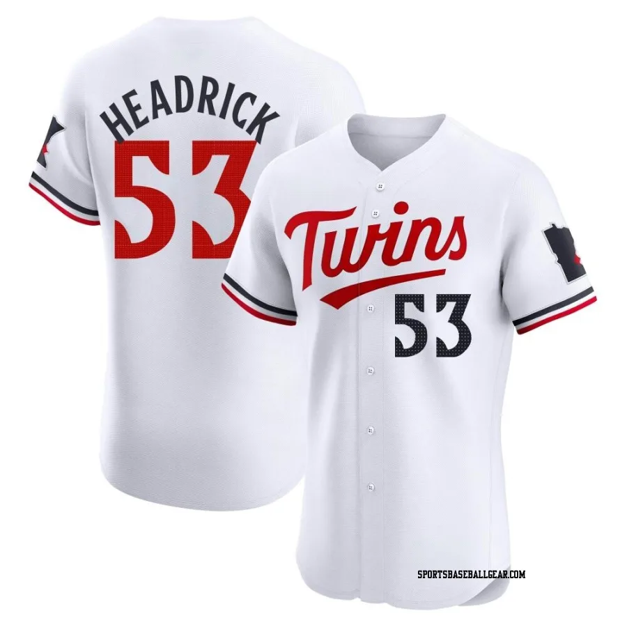 Brent Headrick Men's Minnesota Twins White Elite Home Jersey