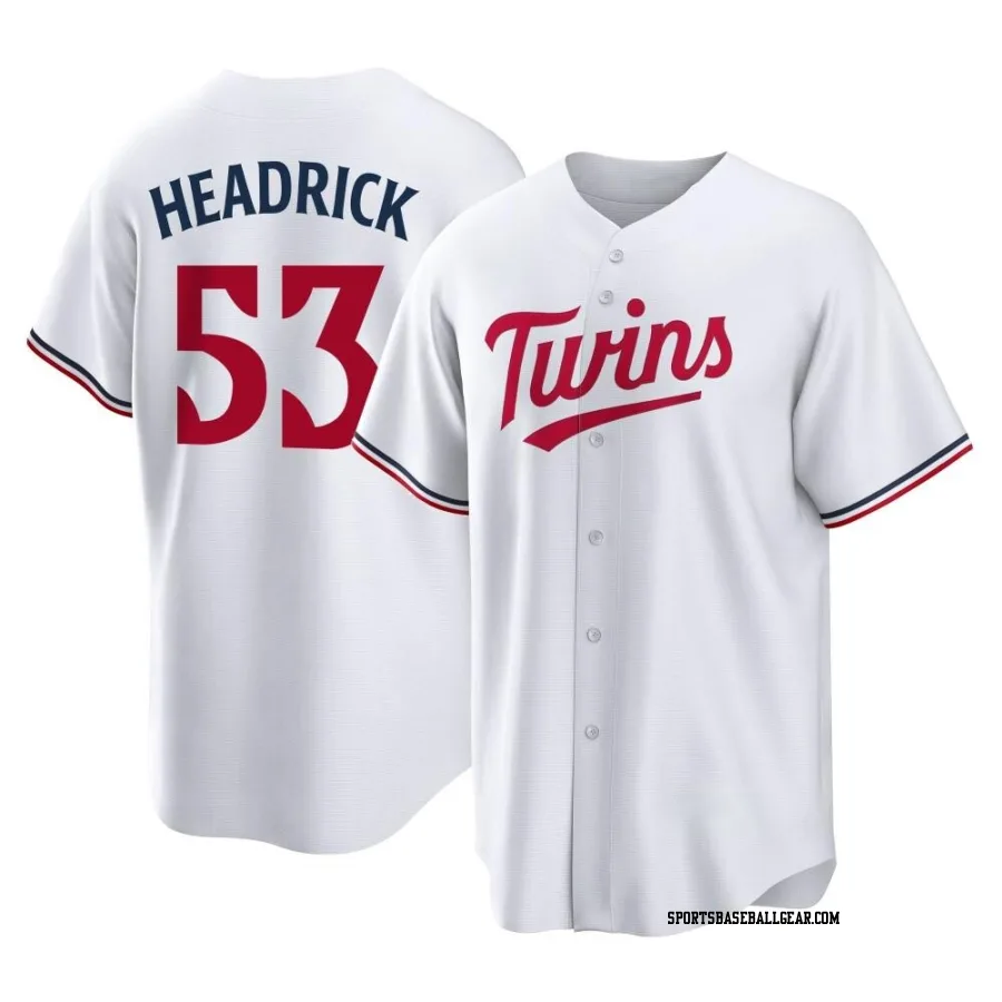 Brent Headrick Men's Minnesota Twins White Replica Home Jersey