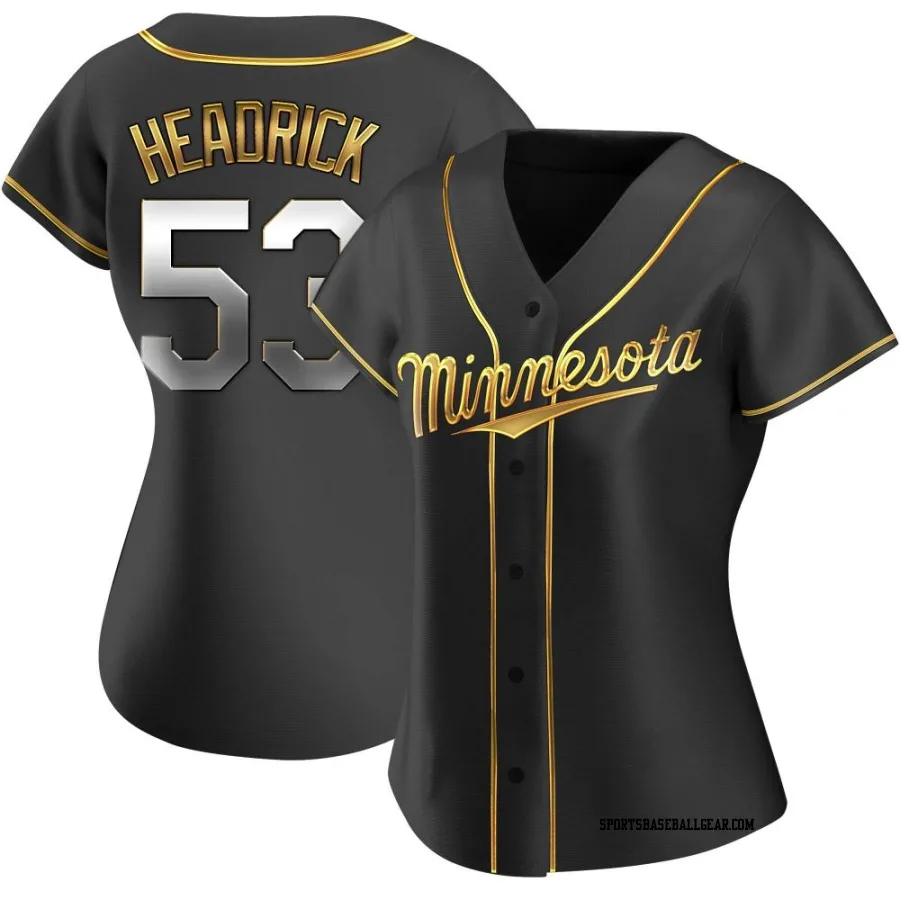 Brent Headrick Women's Minnesota Twins Black Golden Replica Alternate Jersey