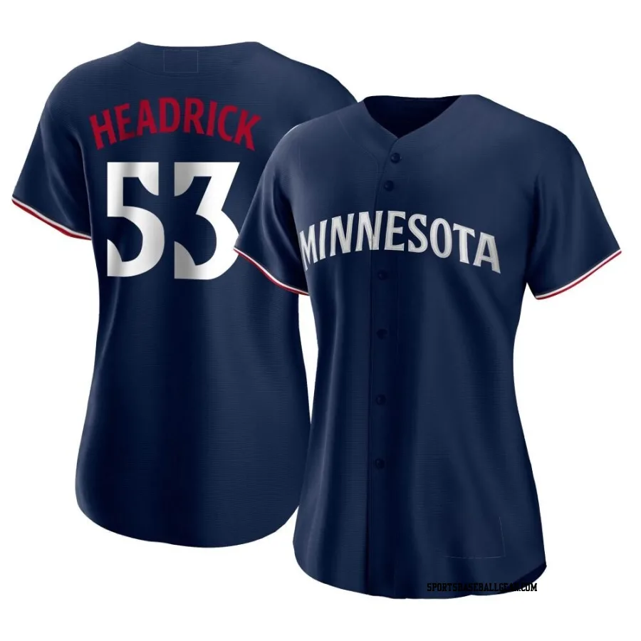 Brent Headrick Women's Minnesota Twins Navy Authentic Alternate Jersey