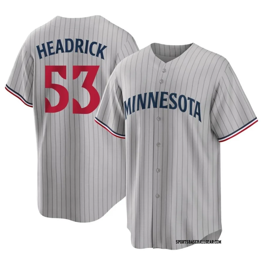 Brent Headrick Youth Minnesota Twins Gray Replica Road Jersey