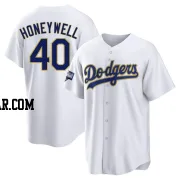 Brent Honeywell Men's Los Angeles Dodgers White/Gold Replica 2021 Gold Program Player Jersey