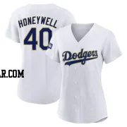 Brent Honeywell Women's Los Angeles Dodgers White/Gold Authentic 2021 Gold Program Player Jersey