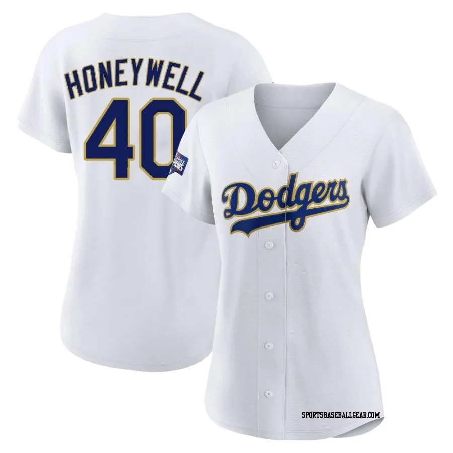 Brent Honeywell Women's Los Angeles Dodgers White/Gold Replica 2021 Gold Program Player Jersey