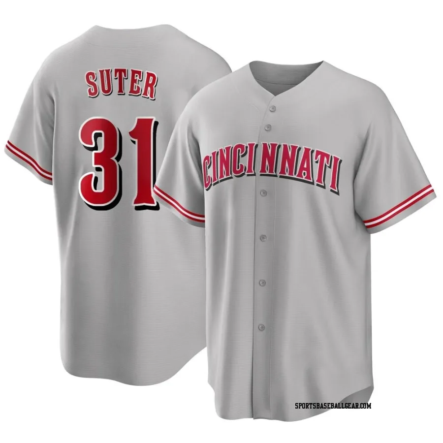 Brent Suter Men's Cincinnati Reds Gray Replica Road Jersey