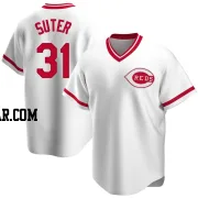 Brent Suter Men's Cincinnati Reds White Replica Home Cooperstown Collection Jersey