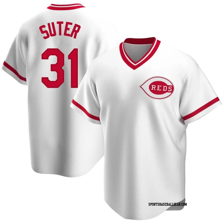 Brent Suter Men's Cincinnati Reds White Replica Home Cooperstown Collection Jersey