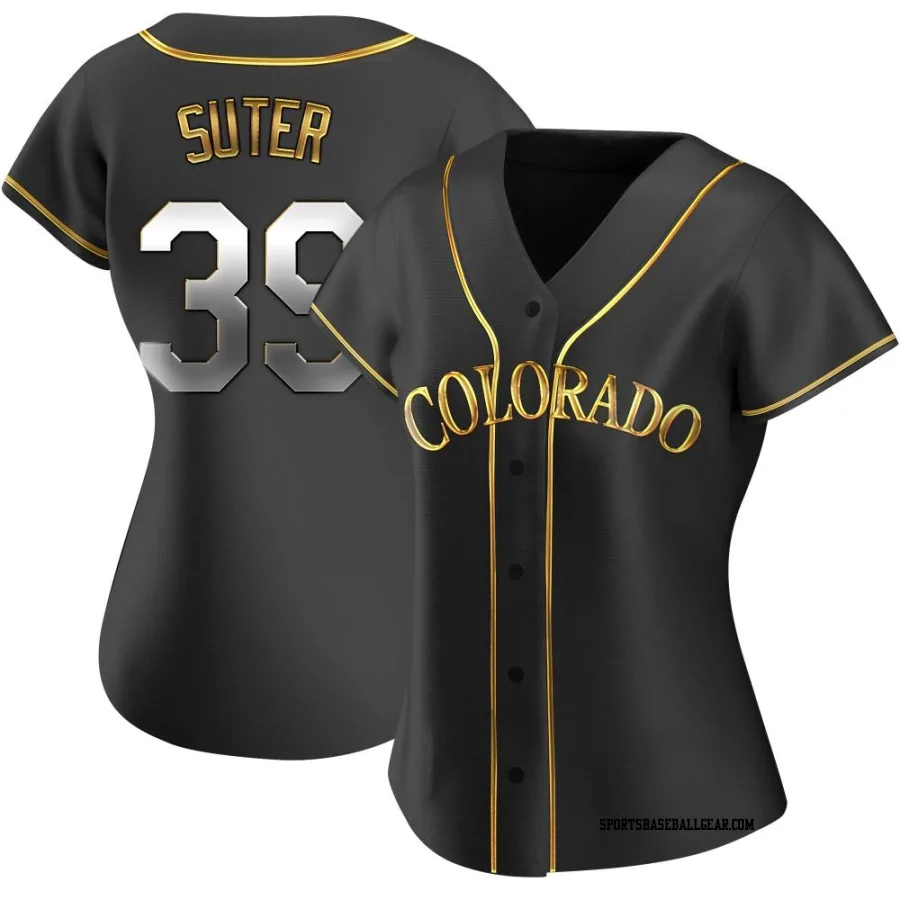 Brent Suter Women's Colorado Rockies Black Golden Replica Alternate Jersey