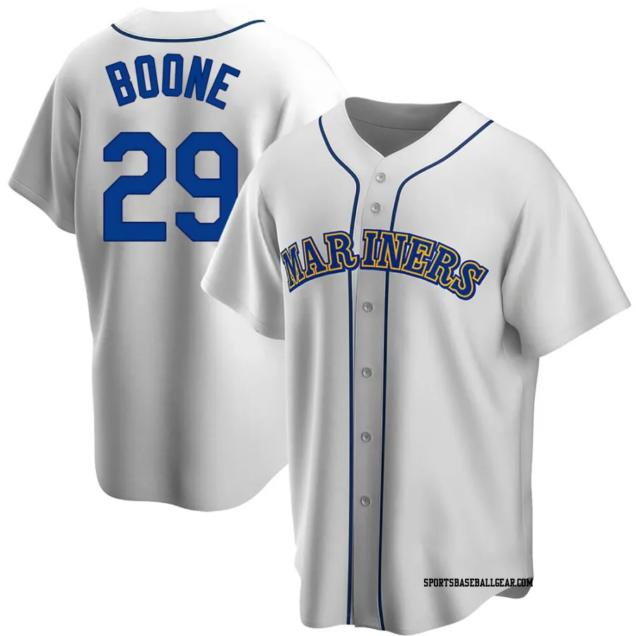 Bret Boone Men's Seattle Mariners White Replica Home Cooperstown Collection Jersey