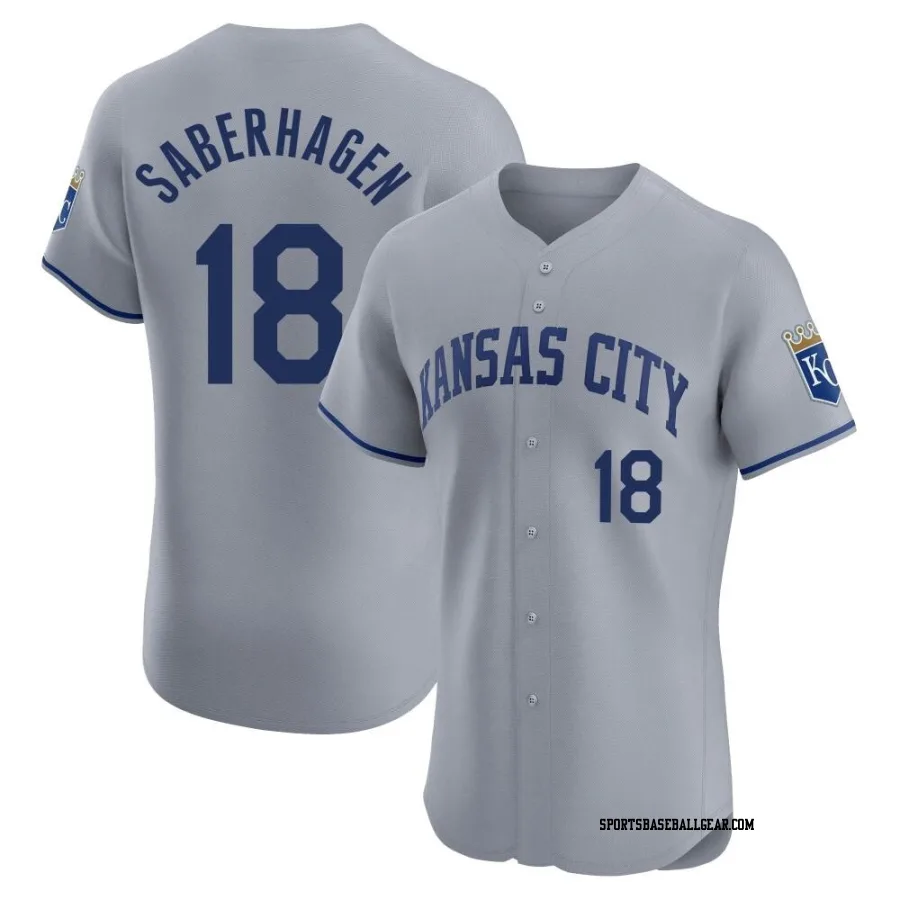 Bret Saberhagen Men's Kansas City Royals Gray Elite Road Jersey