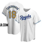 Bret Saberhagen Youth Kansas City Royals Gold Replica White Home Jersey