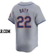 Brett Baty Men's New York Mets Gray Limited Away Jersey