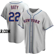 Brett Baty Men's New York Mets Gray Replica Road Jersey