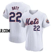 Brett Baty Men's New York Mets White Elite Home Patch Jersey