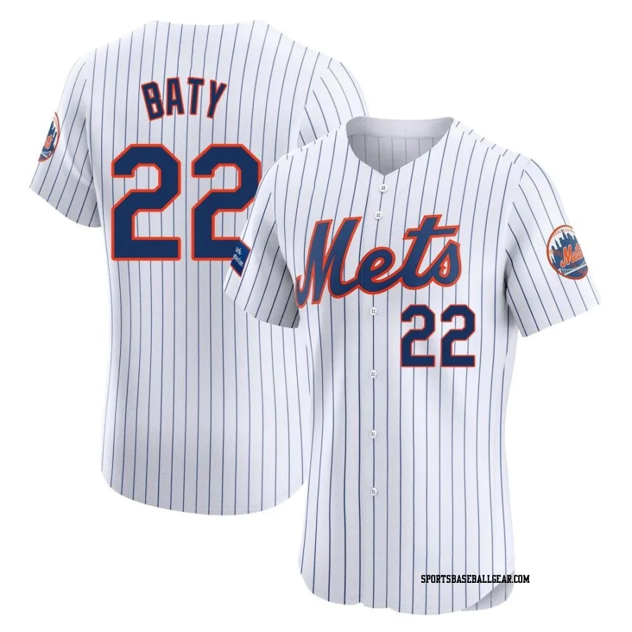 Brett Baty Men's New York Mets White Elite Home Patch Jersey