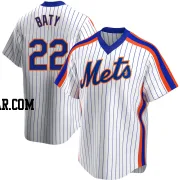 Brett Baty Men's New York Mets White Replica Home Cooperstown Collection Jersey