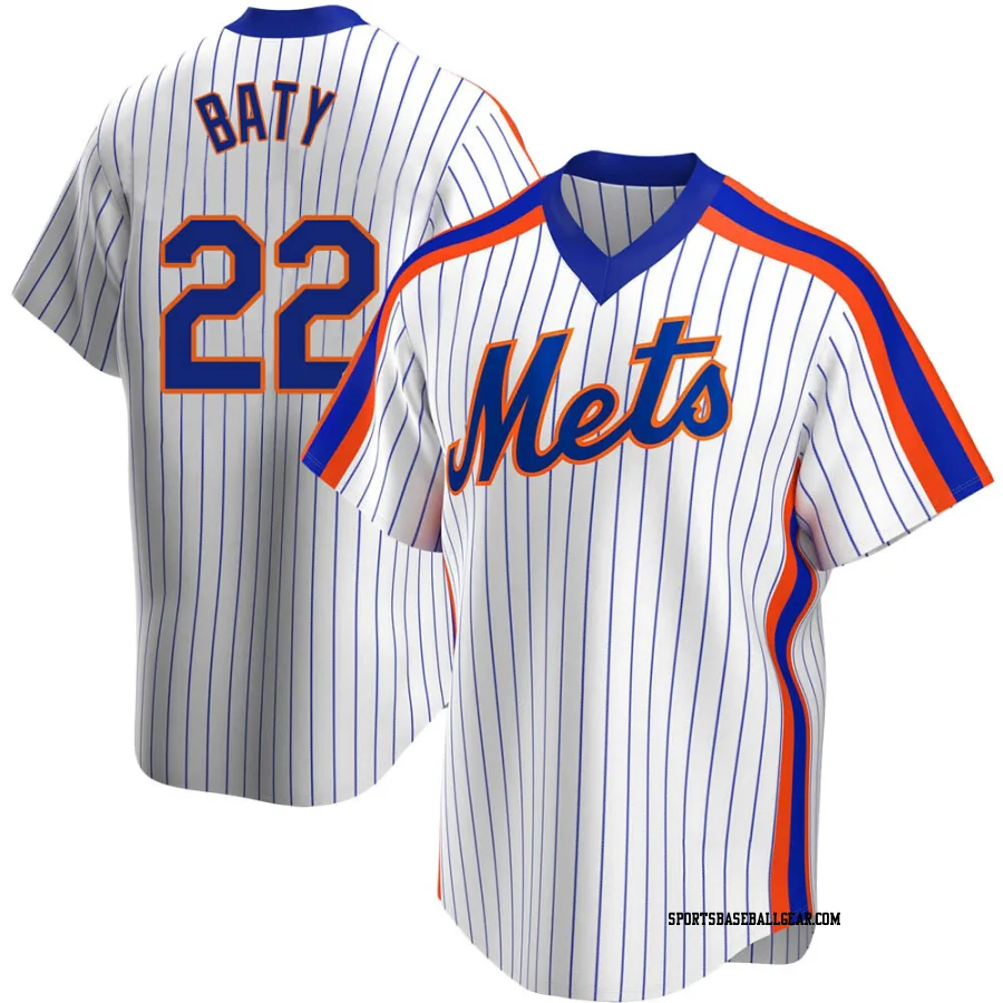 Brett Baty Men's New York Mets White Replica Home Cooperstown Collection Jersey