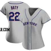 Brett Baty Women's New York Mets Gray Authentic Road Jersey