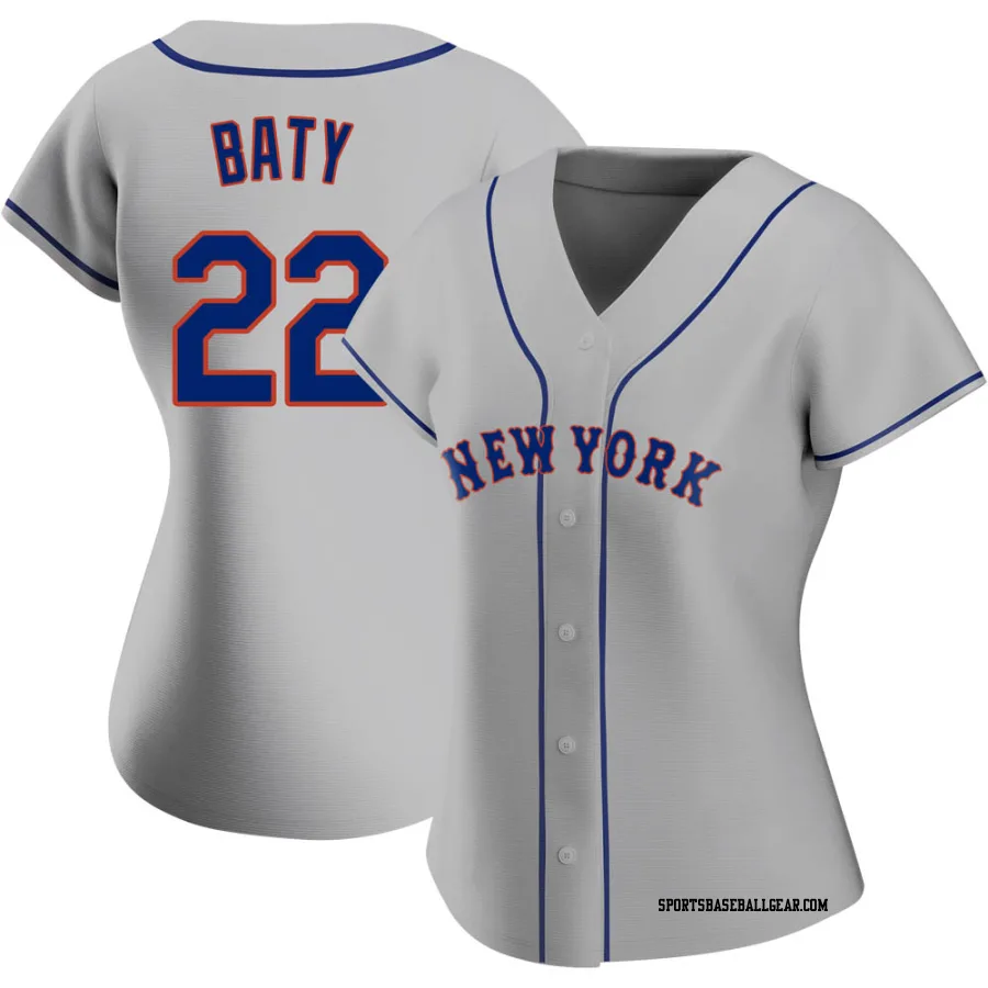 Brett Baty Women's New York Mets Gray Authentic Road Jersey