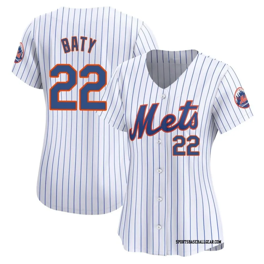 Brett Baty Women's New York Mets White Limited Home Jersey