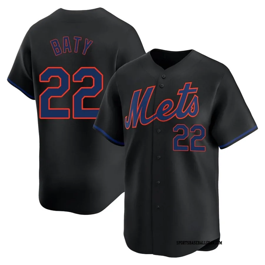 Brett Baty Youth New York Mets Black Limited Alternate Jersey