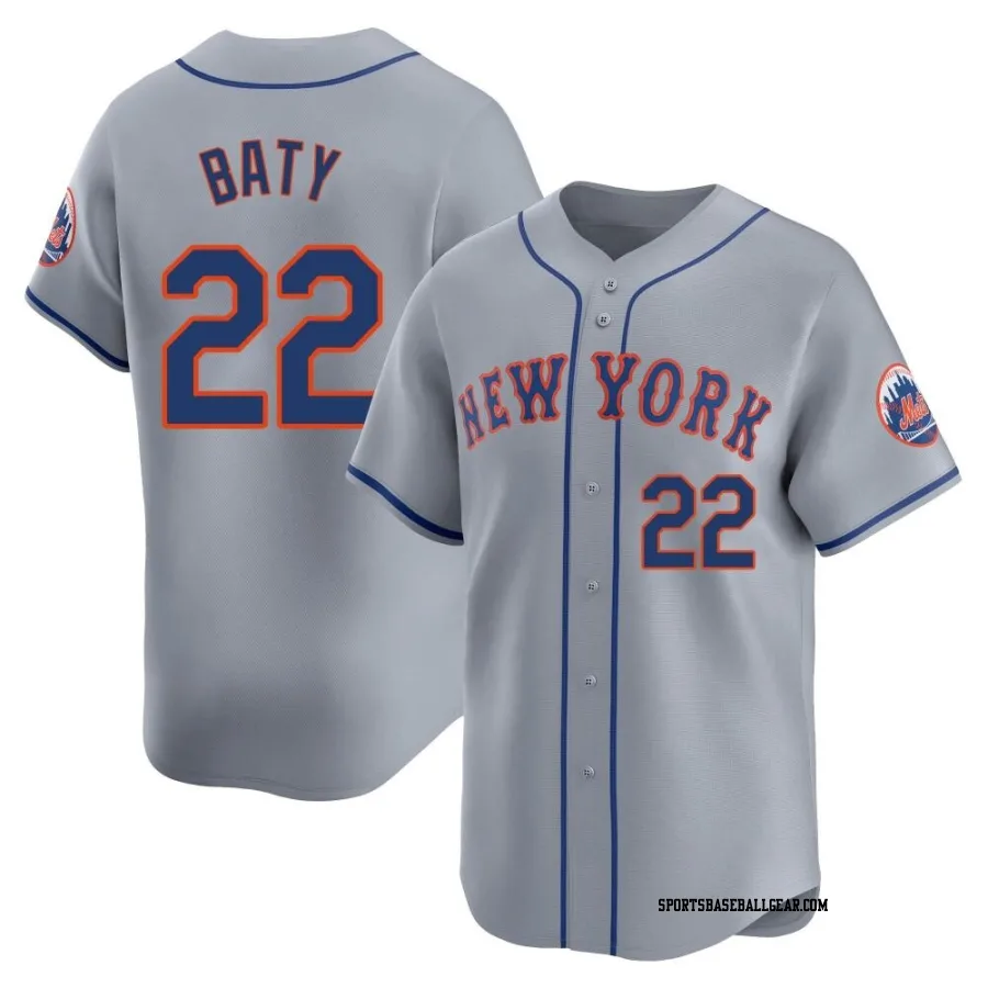 Brett Baty Youth New York Mets Gray Limited Away Jersey