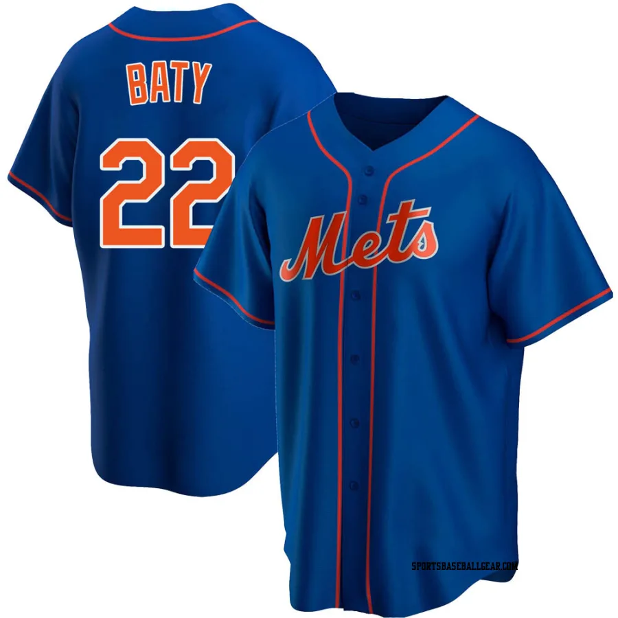 Brett Baty Youth New York Mets Royal Replica Alternate Jersey