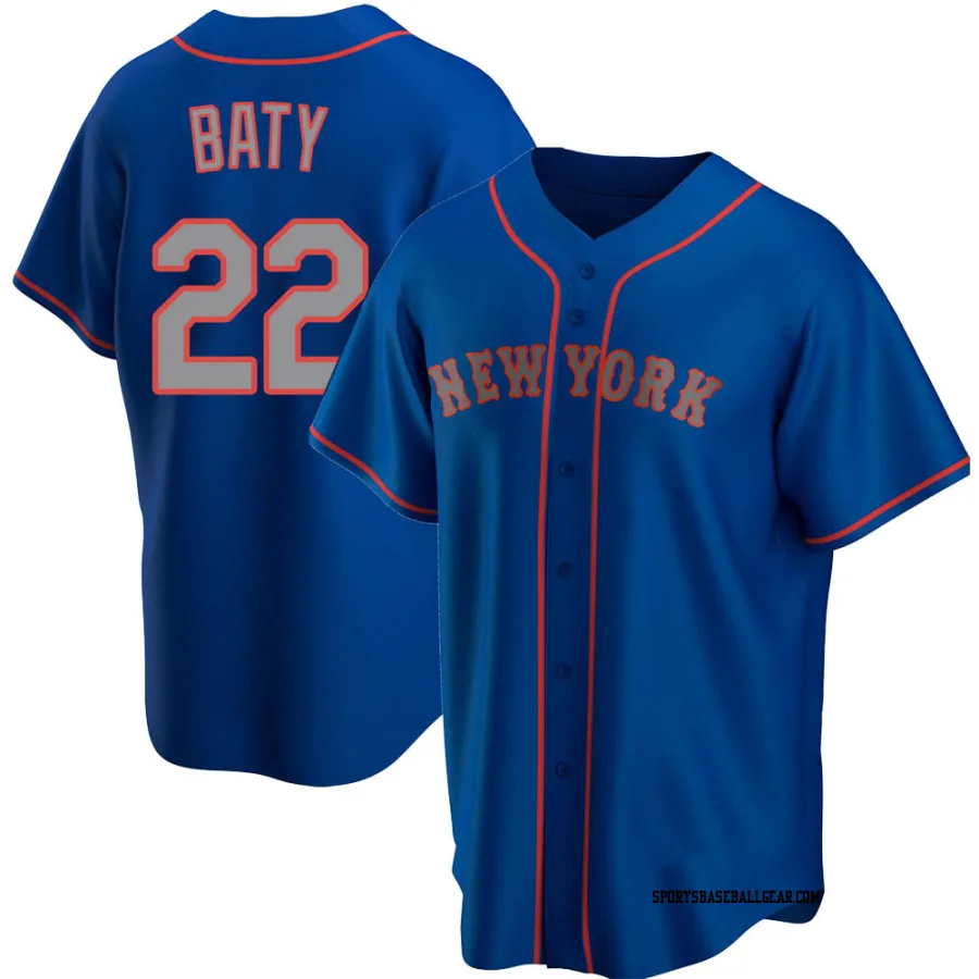 Brett Baty Youth New York Mets Royal Replica Alternate Road Jersey