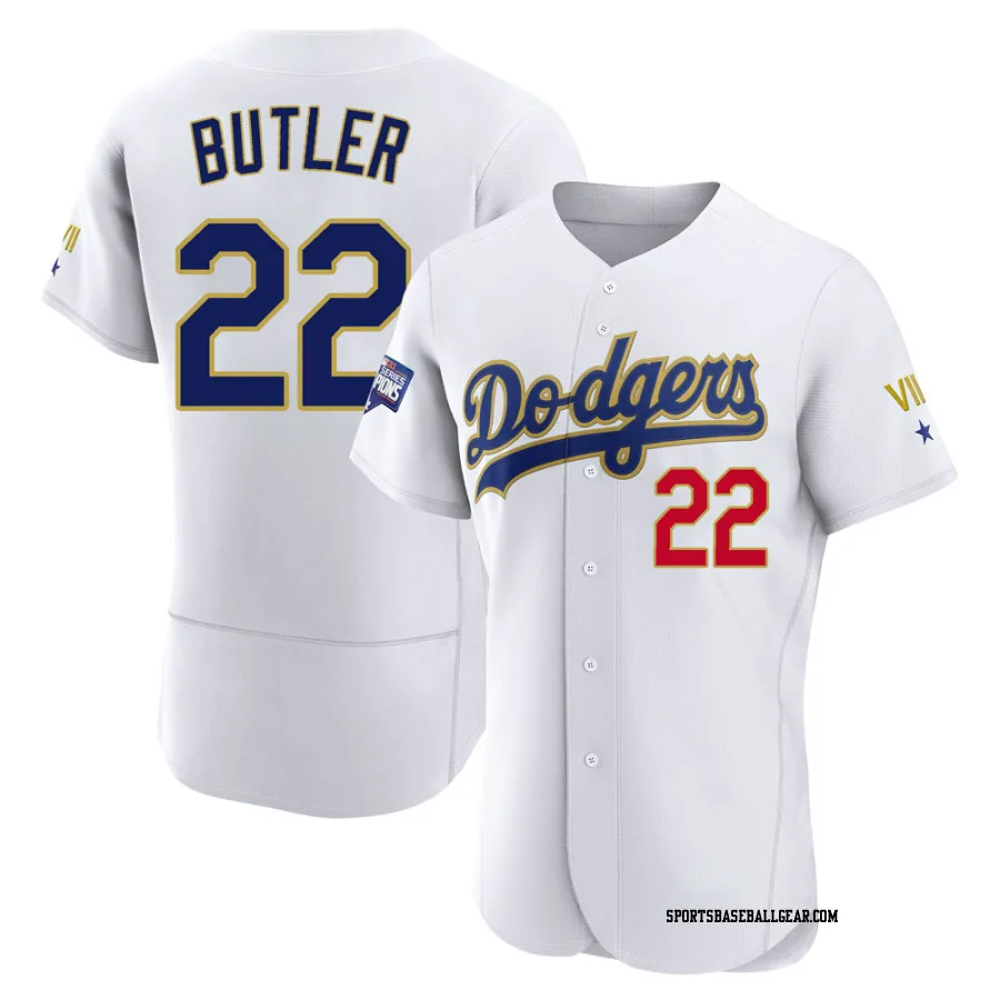 Brett Butler Men's Los Angeles Dodgers White/Gold Authentic 2021 Gold Program Player Jersey