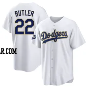 Brett Butler Men's Los Angeles Dodgers White/Gold Replica 2021 Gold Program Player Jersey