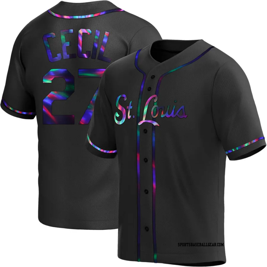 Brett Cecil Men's St. Louis Cardinals Black Holographic Replica Alternate Jersey