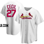 Brett Cecil Men's St. Louis Cardinals White Replica Home Jersey