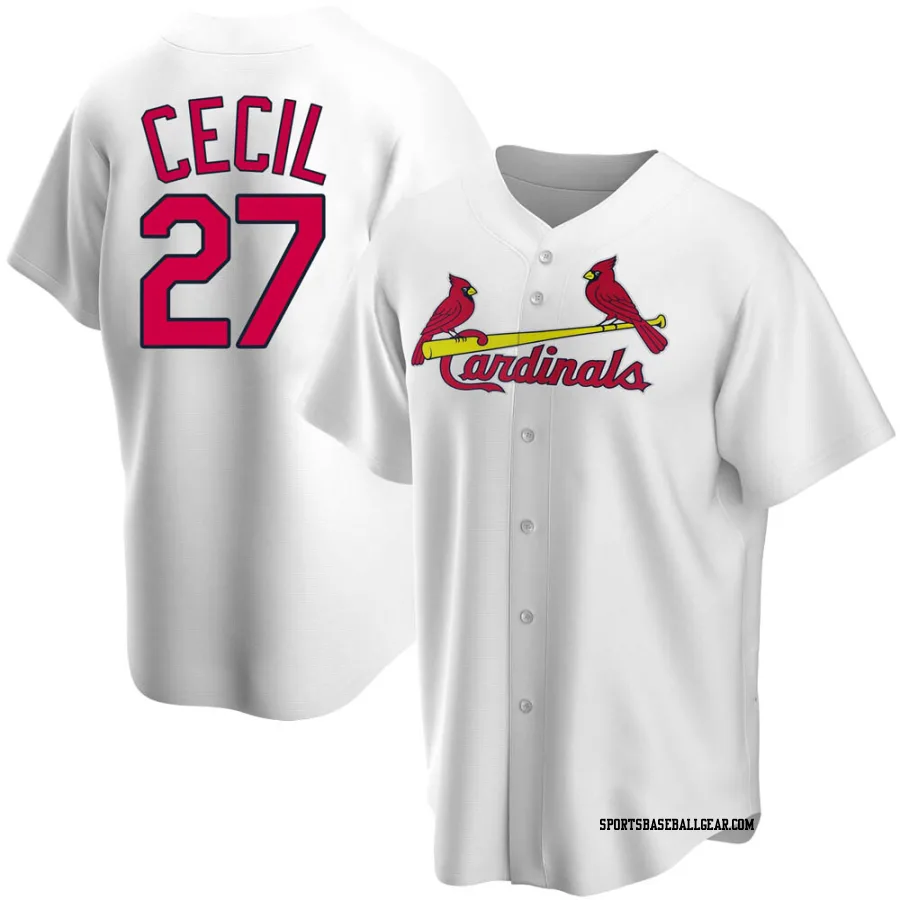 Brett Cecil Men's St. Louis Cardinals White Replica Home Jersey