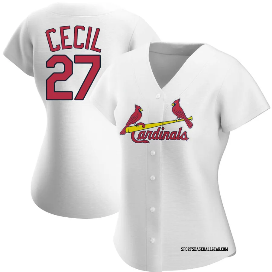 Brett Cecil Women's St. Louis Cardinals White Authentic Home Jersey