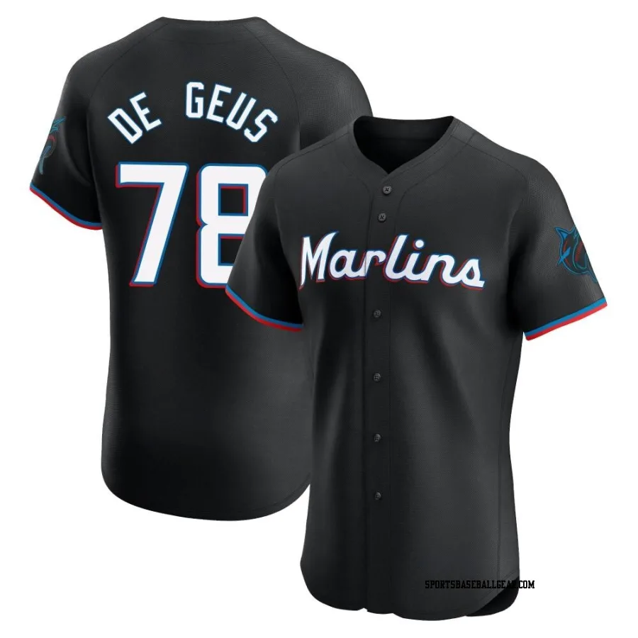 Brett de Geus Men's Miami Marlins Black Elite Alternate Vapor Premier Jersey