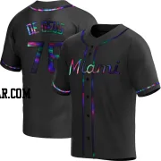 Brett de Geus Men's Miami Marlins Black Holographic Replica Alternate Jersey