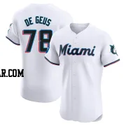 Brett de Geus Men's Miami Marlins White Elite Home Patch Jersey