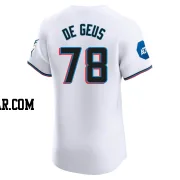 Brett de Geus Men's Miami Marlins White Elite Home Patch Jersey