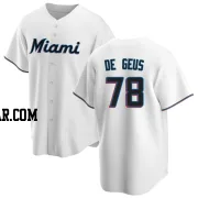 Brett de Geus Men's Miami Marlins White Replica Home Jersey