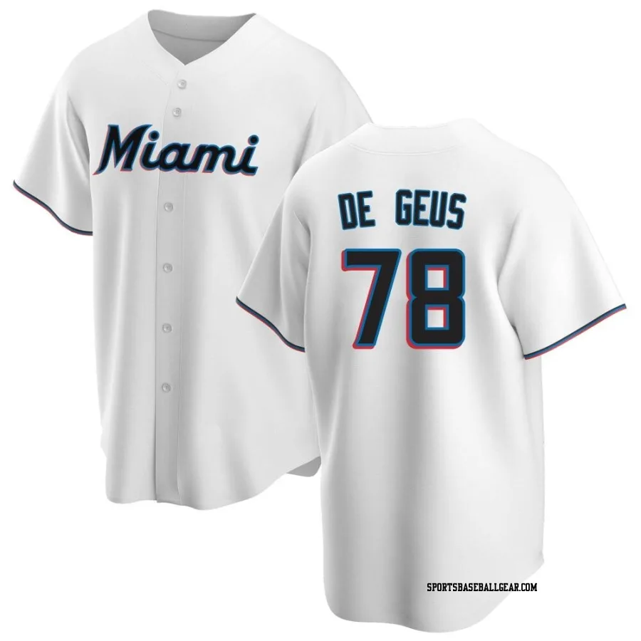 Brett de Geus Men's Miami Marlins White Replica Home Jersey