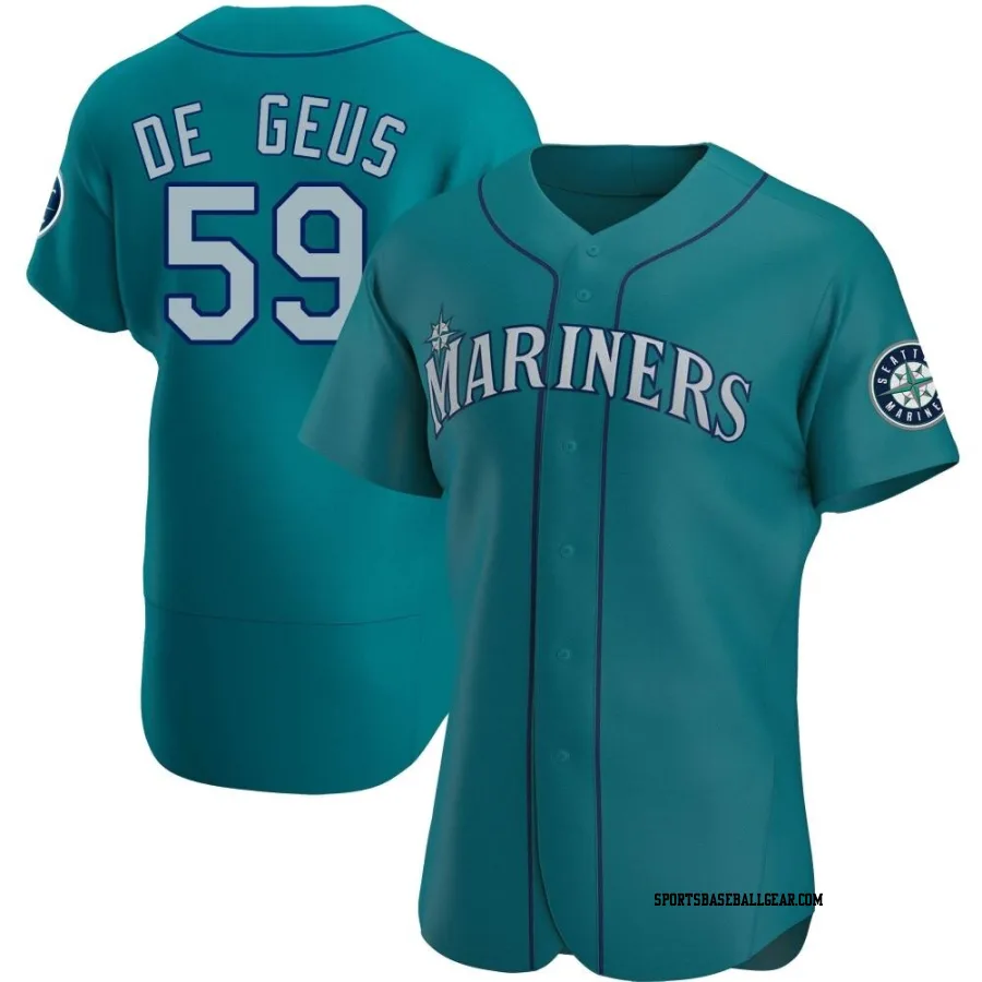 Brett de Geus Men's Seattle Mariners Aqua Authentic Alternate Jersey