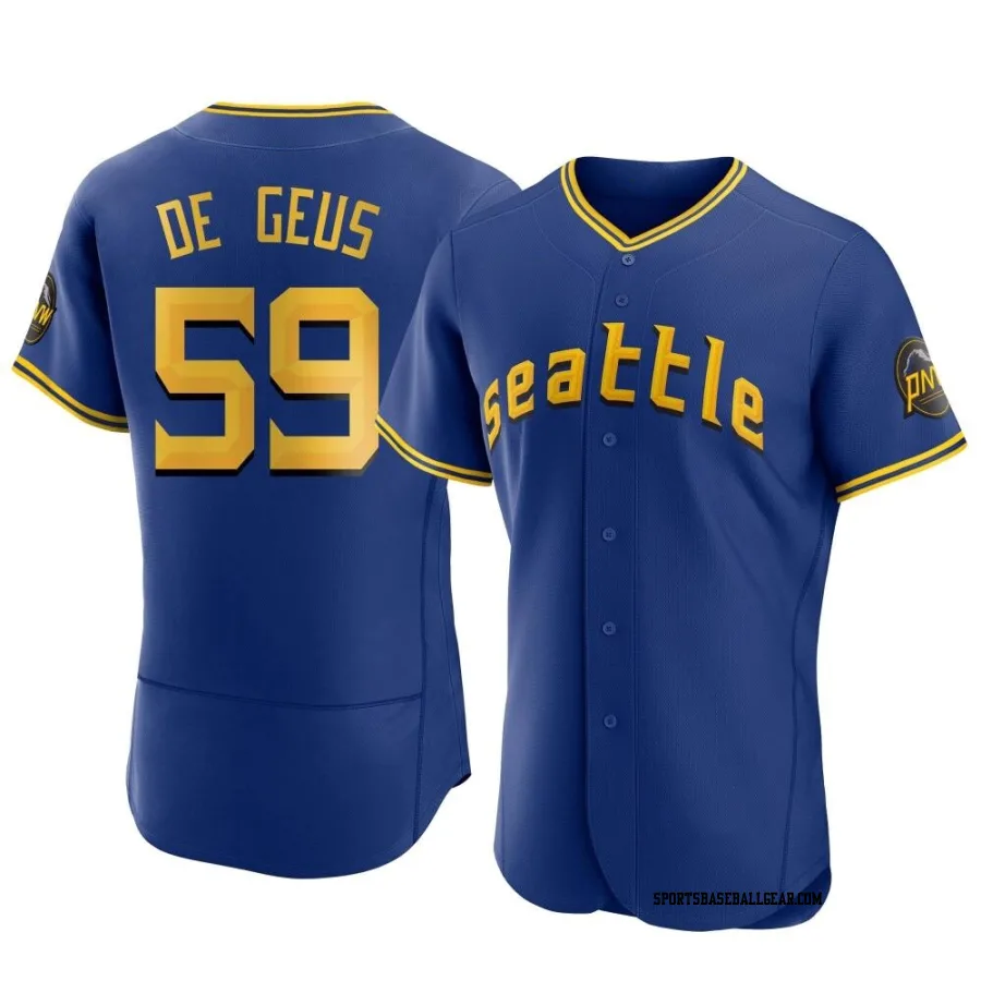 Brett de Geus Men's Seattle Mariners Royal Authentic 2023 City Connect Jersey