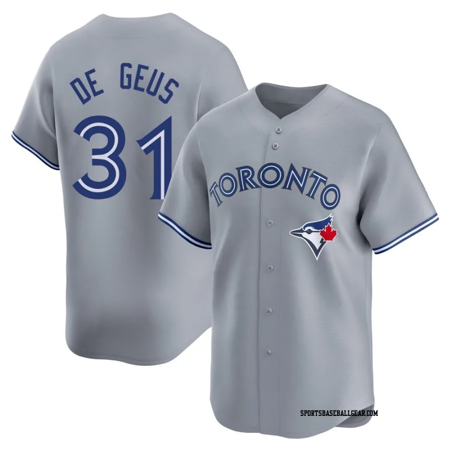 Brett de Geus Men's Toronto Blue Jays Gray Limited Away Jersey