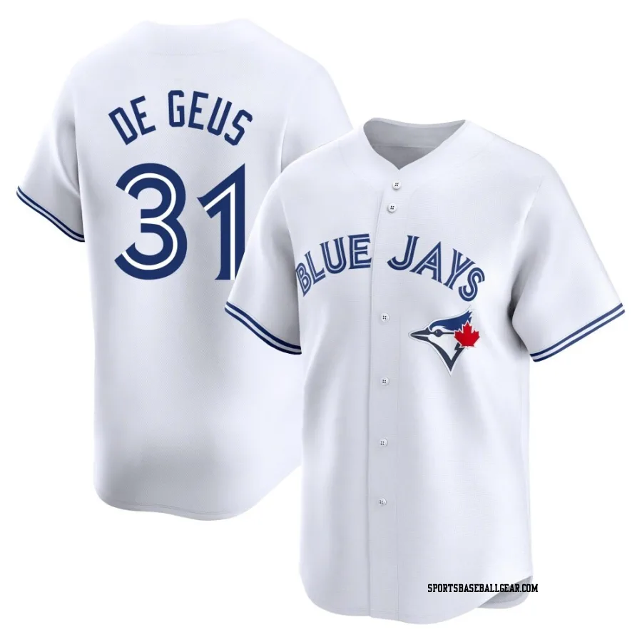 Brett de Geus Men's Toronto Blue Jays White Limited Home Jersey