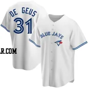 Brett de Geus Men's Toronto Blue Jays White Replica Home Jersey