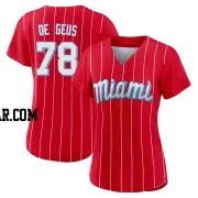 Brett de Geus Women's Miami Marlins Red Authentic 2021 City Connect Jersey